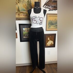 Vintage Y2K JUICY COUTURE Black Velour Lounge Pants Women's XS